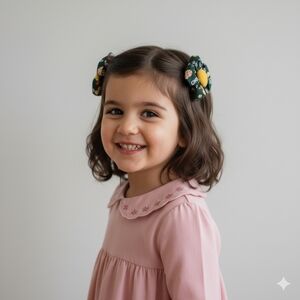 Handmade 2 Piece Set Of Green Flower Hair Clips- Brand New